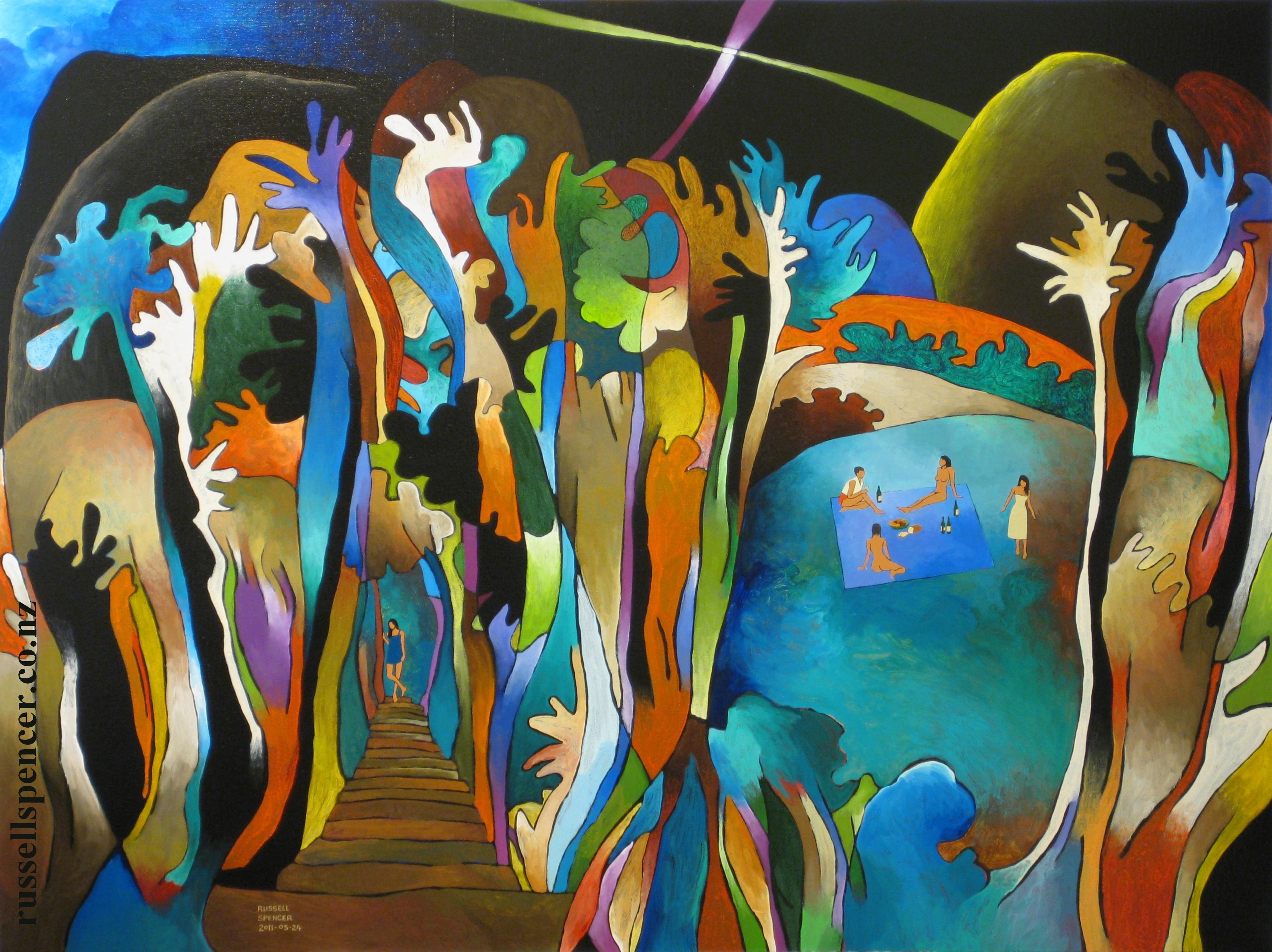 Wednesday In The Woods - painting by artist Russell Spencer (Large)