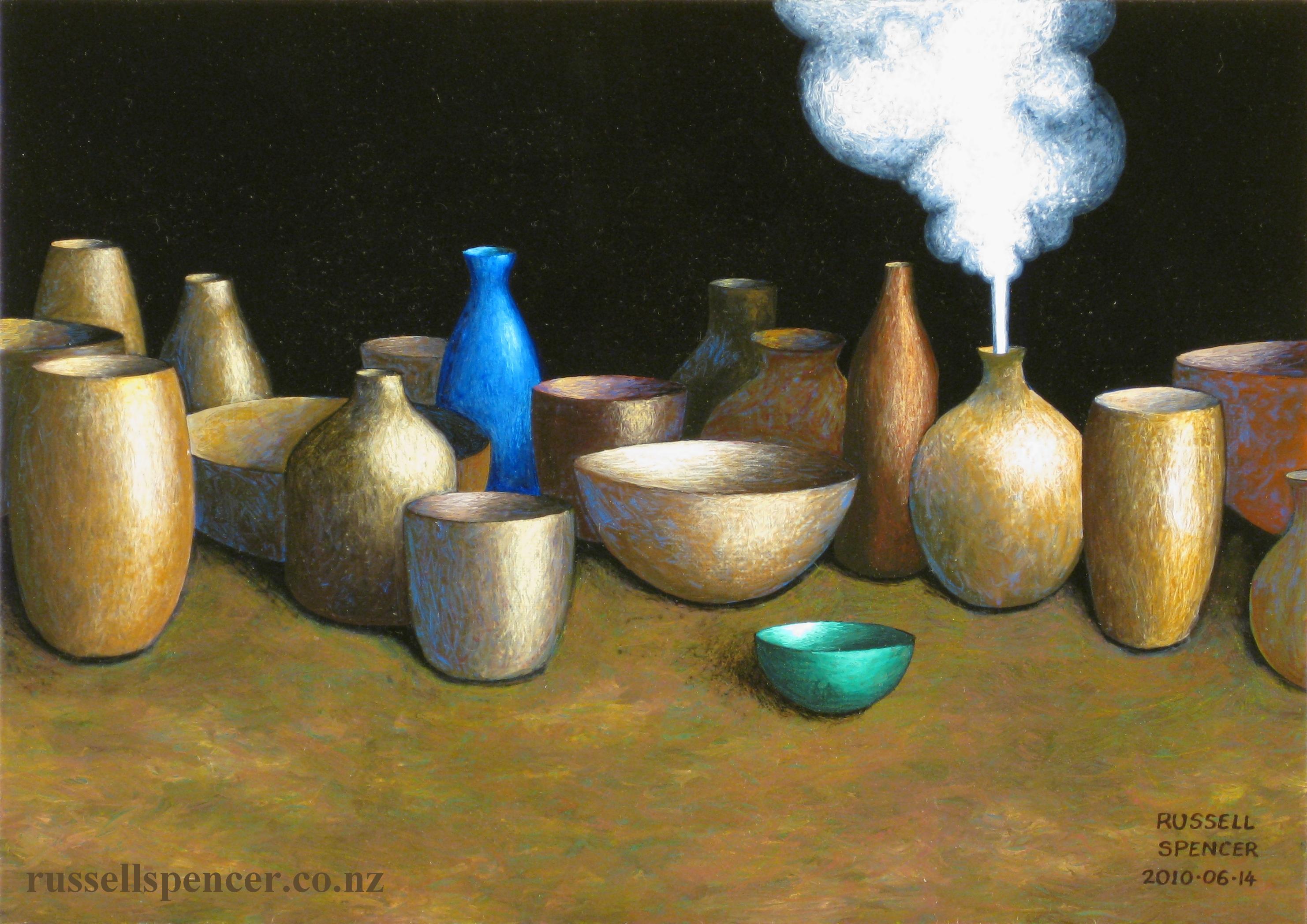 Pots 1 - painting by artist Russell Spencer (Large)