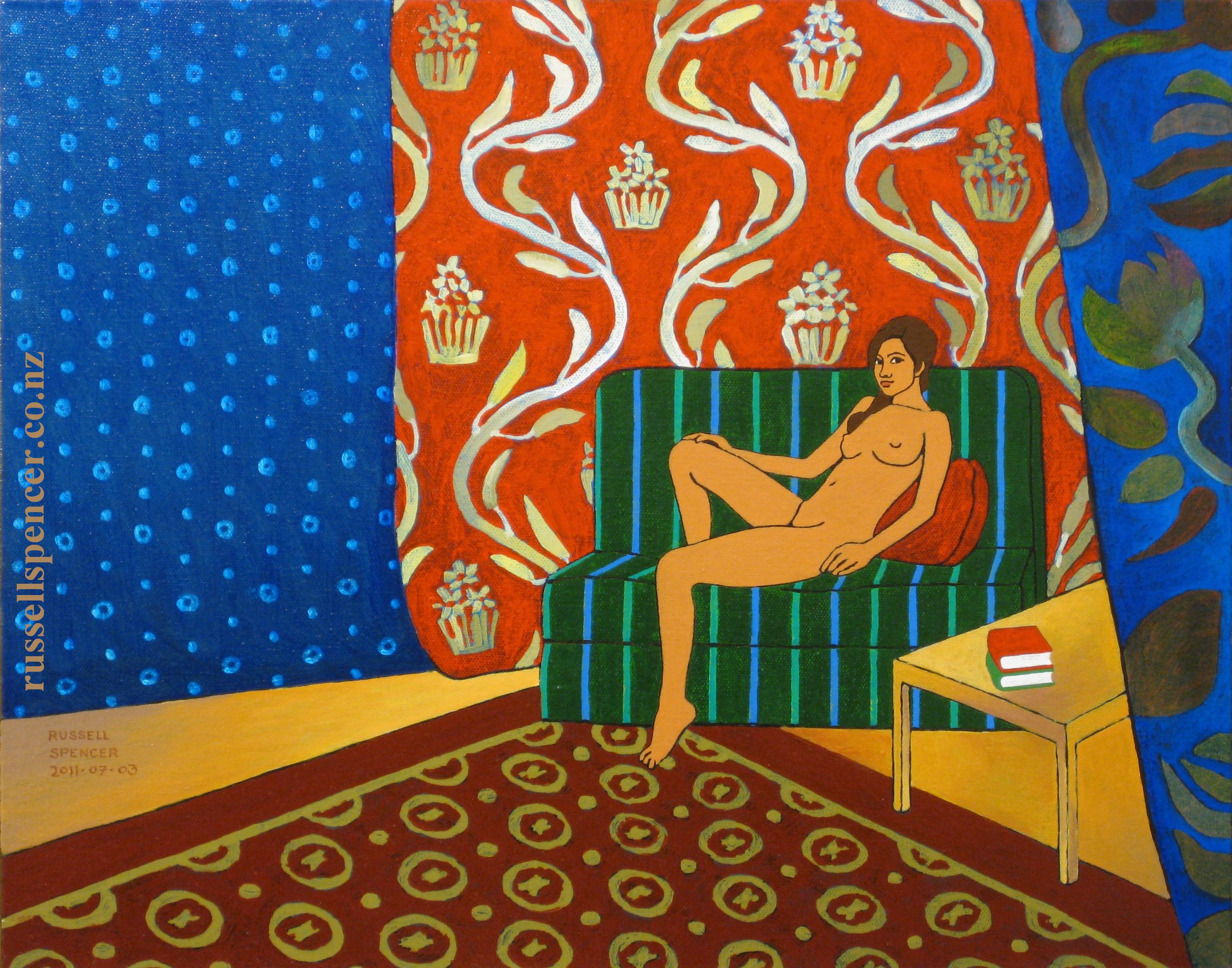 Booklover - painting by artist Russell Spencer (Large)