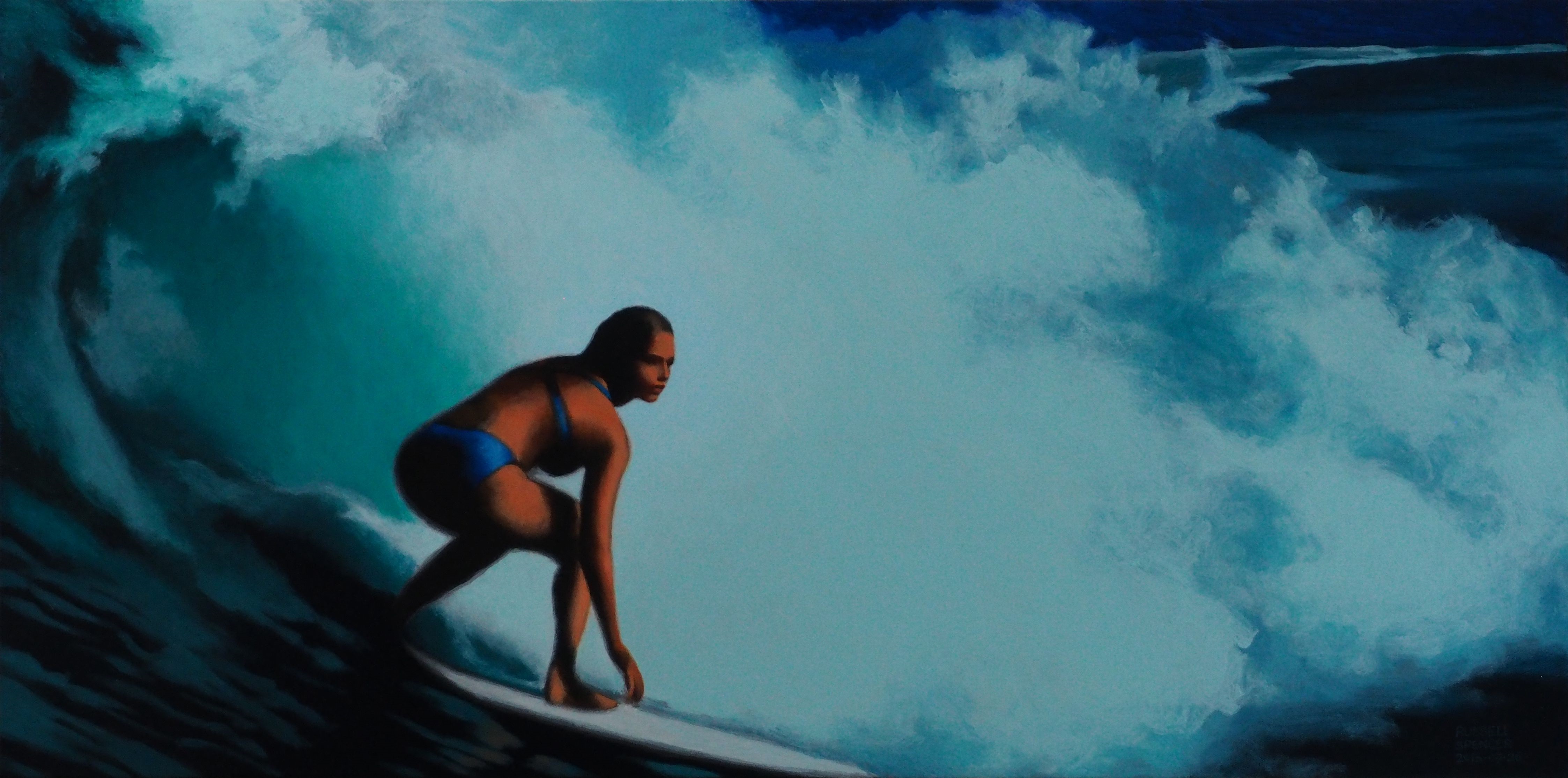 Surfer Girl - Big Wave by artist Russell Spencer (Large)