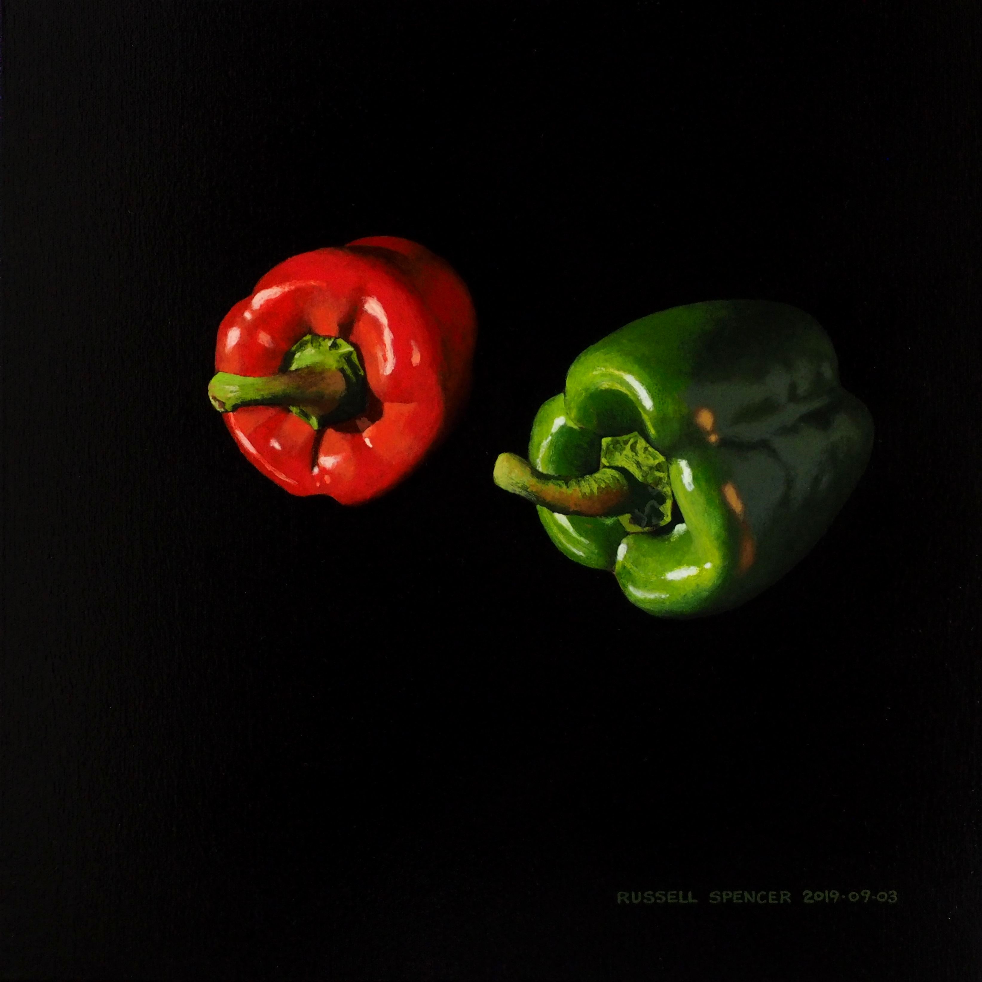 Two Capsicums by artist Russell Spencer (Large)